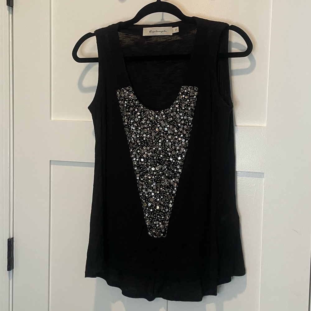 Black Sleeveless Top with Sequin detail